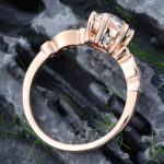 Pattiring Rose Gold Oval Cut Moissanite Half Eternity Engagement Ring 3