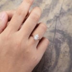 Pattiring Rose Gold Pear Shaped Moissanite Halo Engagement Ring 1