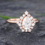 Pattiring Rose Gold Pear Shaped Moissanite Halo Engagement Ring 3