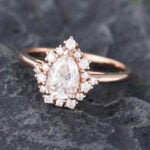 Pattiring Rose Gold Pear Shaped Moissanite Halo Engagement Ring 4