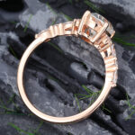 Pattiring Rose Gold Oval Cut Moissanite and Diamond Engagement Ring 5