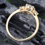 Pattiring Three Stones Yellow Gold Moissanite Engagement Ring 4