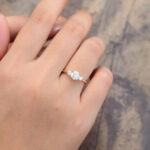 Pattiring Three Stones Yellow Gold Moissanite Engagement Ring 5
