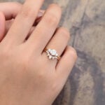 Pattiring Three Stones Yellow Gold Moissanite Engagement Ring Set 5