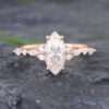 Pattiring Unique 1 Carat Marquise Cut Moissanite Promise Ring Rose Gold