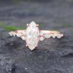 Pattiring Unique 1 Carat Marquise Cut Moissanite Promise Ring Rose Gold 3