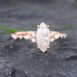 Pattiring Unique 1 Carat Marquise Cut Moissanite Promise Ring Rose Gold 4