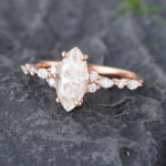 Pattiring Unique 1 Carat Marquise Cut Moissanite Promise Ring Rose Gold 5