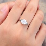 Pattiring Unique Emerald Cut Moissanite Black Diamond Ring 4