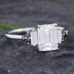 Pattiring Unique Emerald Cut Moissanite Black Diamond Ring 5
