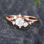 Pattiring Unique Rose Gold Moissanite Diamond Cluster Engagement Ring 2