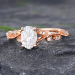 Pattiring Vintage Oval Cut Moissanite Milgrain Engagement Ring 1