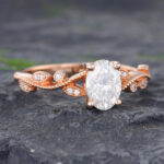 Pattiring Vintage Oval Cut Moissanite Milgrain Engagement Ring 2