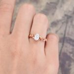 Pattiring Vintage Oval Cut Moissanite Milgrain Engagement Ring 3