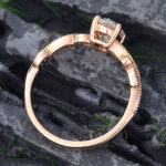 Pattiring Vintage Oval Cut Moissanite Milgrain Engagement Ring 5