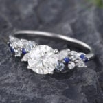 Pattiring White Gold 1 Carat Moissanite and Sapphire Engagement Ring 2