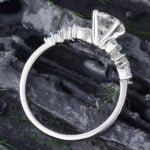 Pattiring White Gold 1 Carat Moissanite and Sapphire Engagement Ring 3