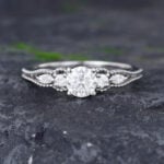 Pattiring White Gold Moissanite Milgrain Engagement Ring
