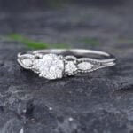 Pattiring White Gold Moissanite Milgrain Engagement Ring 2