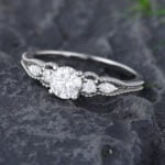 Pattiring White Gold Moissanite Milgrain Engagement Ring 4