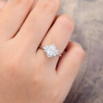 Pattiring White Gold Oval Cut Moissanite Halo Engagement Ring 1