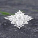 Pattiring White Gold Oval Cut Moissanite Halo Engagement Ring