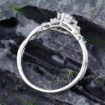 Pattiring White Gold Pear Shaped Moissanite Leaf Engagement Ring 2