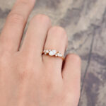 Pattiring Yellow Gold Vintage Oval Cut Moissanite and Diamond Cluster Engagement Ring 1