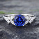 White Gold Art Deco Sapphire Engagement Ring