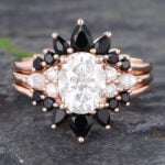 1.5 Carat Moissanite Ring 3PCS Wedding Bands Gold Ring Black Onyx