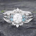 3 Piece Bridal Ring Set White Gold Moissanite Engagement Rings