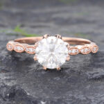 Moissanite Rings Engagement Classic Wedding Rings Rose Gold