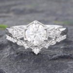 Moissanite Bridal Ring Sets Moissanite Curved Wedding Band