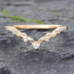 Moissanite Rings for Women Yellow Gold Curved Wedding Rings