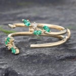 Emerald Wedding Band Gold Nature Inspired Ring Enhancer