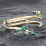 Emerald Wedding Band Gold Nature Inspired Ring Enhancer