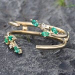 Emerald Wedding Band Gold Nature Inspired Ring Enhancer