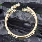 Emerald Wedding Band Gold Nature Inspired Ring Enhancer