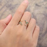 Emerald Wedding Band Gold Nature Inspired Ring Enhancer
