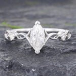 Moissanite Rings Marquise Engagement Rings for Women White Gold