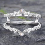 Engagement Ring Enhancer Vintage Opal Ring White Gold 10k Ring