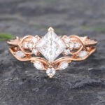 Engagement Ring Princess Cut Moissanite Wedding Ring Sets