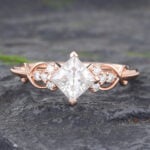 Gold Princess Cut Engagement Rings Promise Ring Rose Gold