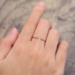 Swiss Blue Topaz Ring Diamond Open Wedding Band 14K Rose Gold