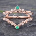 Ring Enhancer​ Emerald Ring Women's Rose Gold Wedding Ring