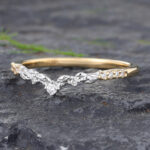 Moissanite Two Tone Ring Gold Pave Diamond Mixed Metal Ring