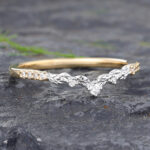 Moissanite Two Tone Ring Gold Pave Diamond Mixed Metal Ring