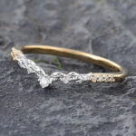Moissanite Two Tone Ring Gold Pave Diamond Mixed Metal Ring