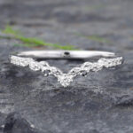 Black Onyx Rings Vintage White Gold Curved Wedding Band Diamond