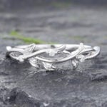 Moissanite Gemstone Nature Inspired Rings 10k White Gold Ring